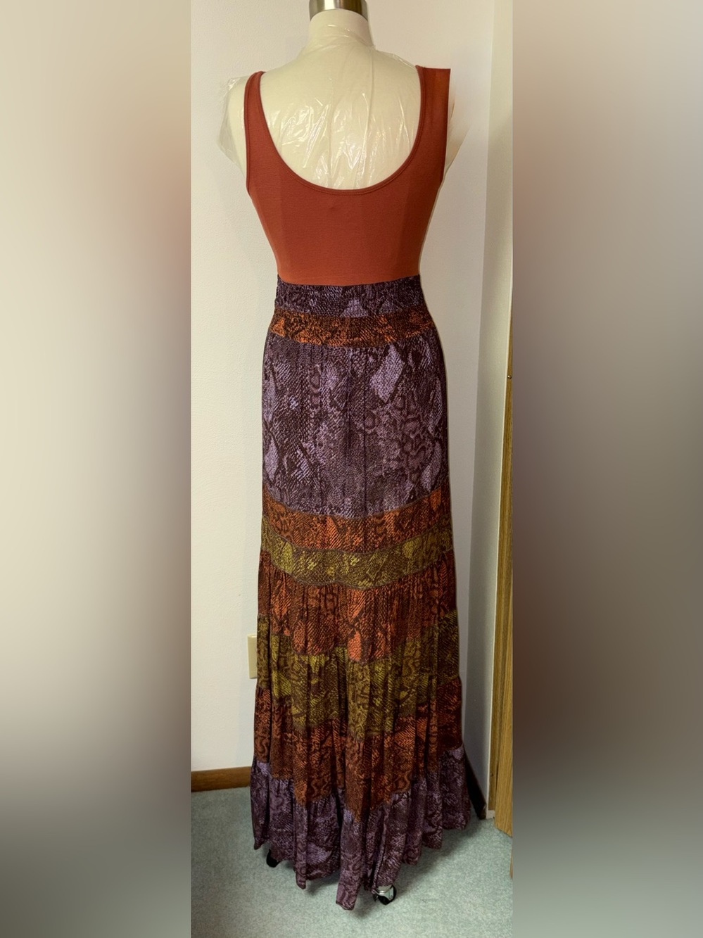 Anthropologie Colima Tiered Snake Print Maxi Dress size XS - Picture 4 of 8